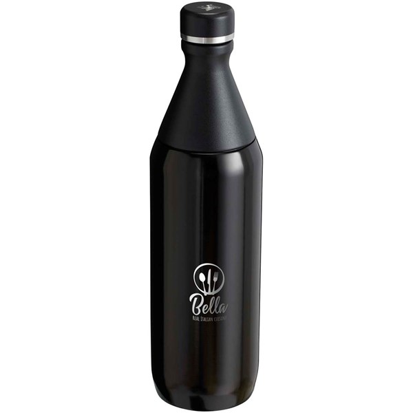 Obrázky: Fľaša na vodu 600 ml, dvojdielne veko, Čierny lesk, Obrázok 4