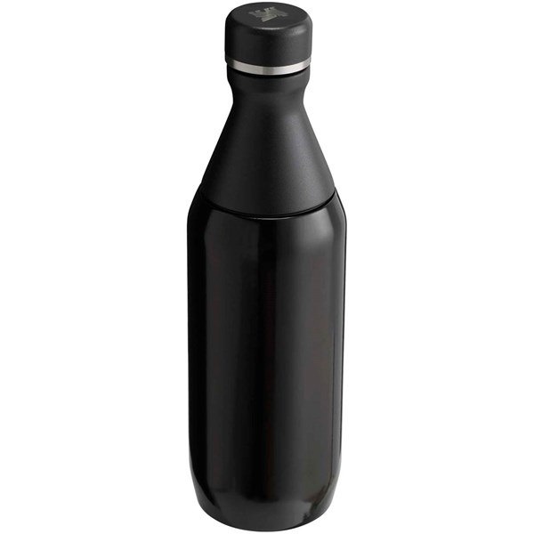 Obrázky: Fľaša na vodu 350 ml, dvojdielne veko, čierny lesk, Obrázok 3