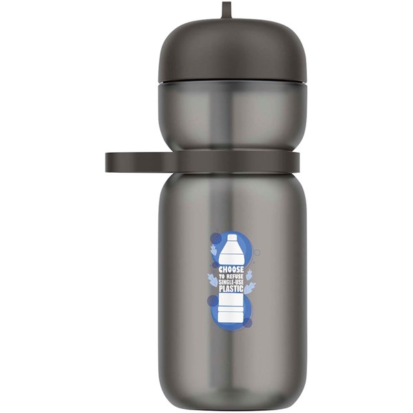 Obrázky: Šport. fľaša 600ml, pútko a vykláp.viečko, čierna, Obrázok 3
