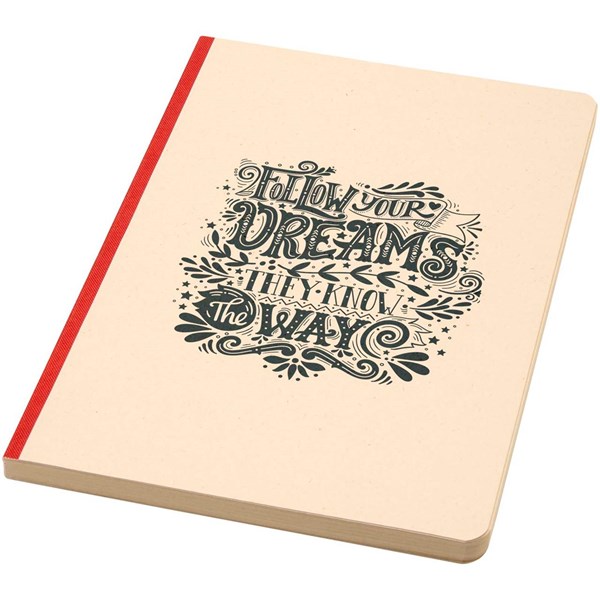 Obrázky: Zápisník A5 s mäkkou obálkou RPET, červená, Obrázok 6