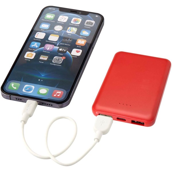 Obrázky: Červená powerbanka 5000mAh typu C z recyk.plastu, Obrázok 5