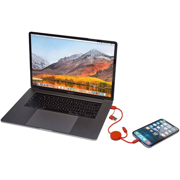 Obrázky: Červený rýchlonabíjací 27W kábel 5v1, 30 cm, plast, Obrázok 5