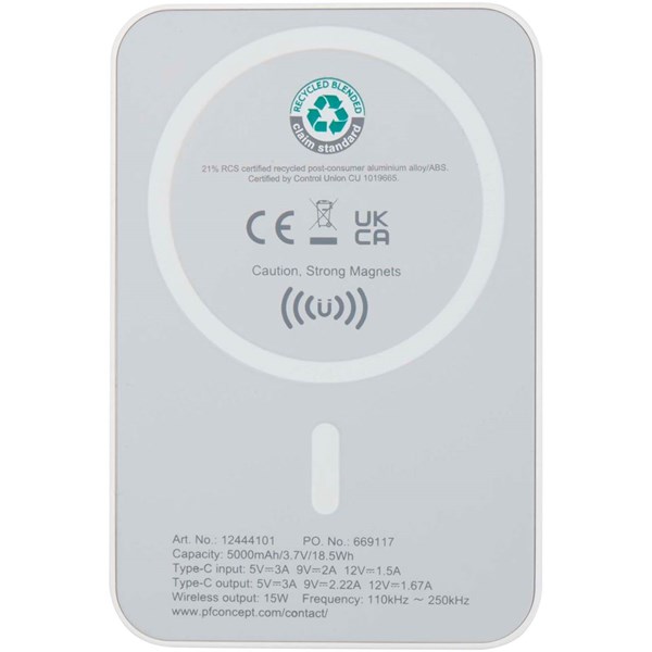 Obrázky: Bezdrôtová magnetická powerbanka 5000 mAh, biela, Obrázok 2