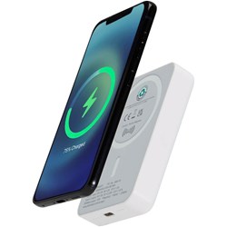 Obrázky: Bezdrôtová magnetická powerbanka 10 000 mAh, biela
