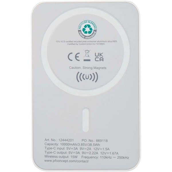 Obrázky: Bezdrôtová magnetická powerbanka 10 000 mAh, biela, Obrázok 2