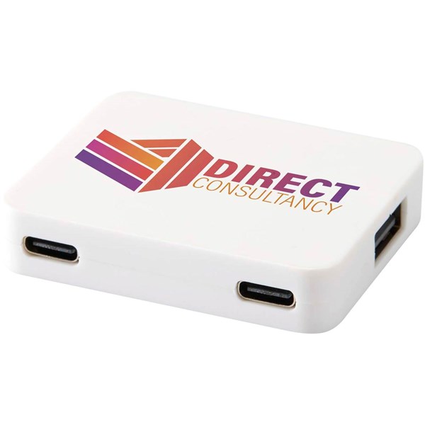 Obrázky: Biely 4port. USB hub/výstup USB-A+Typ-C/duál.Vstup, Obrázok 3