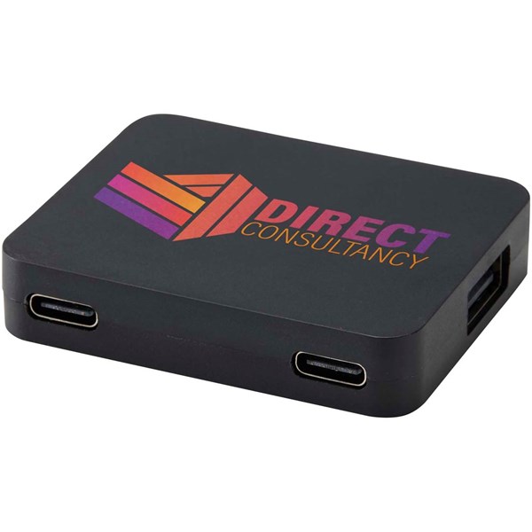 Obrázky: Čierny 4port. USB hub/výstupUSB-A+Typ-C/duál.Vstup, Obrázok 3