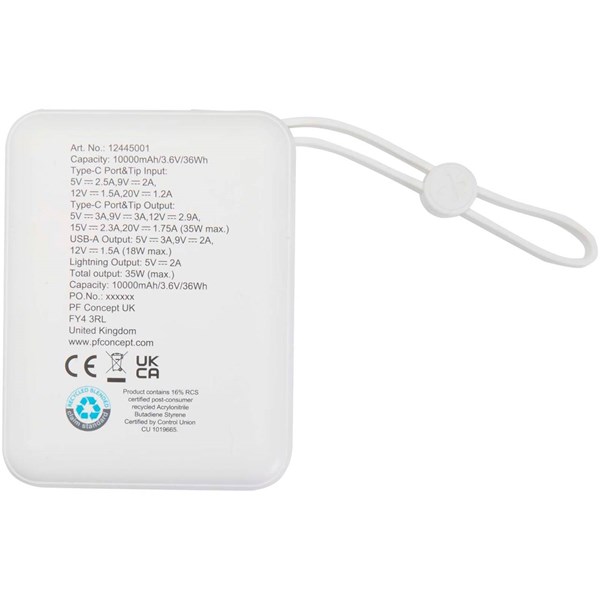 Obrázky: Powerbanka 10 000 mAh 35W s káblom typu C, biela, Obrázok 2