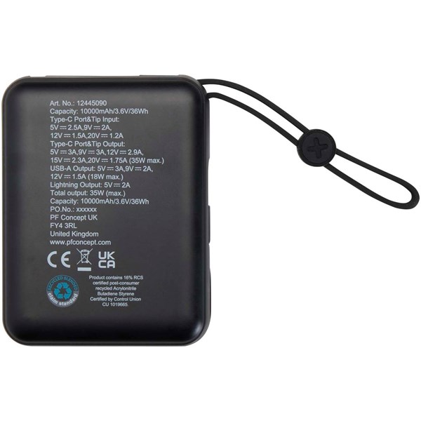 Obrázky: Powerbanka 10 000 mAh 35W s káblom typu C, čierna, Obrázok 2