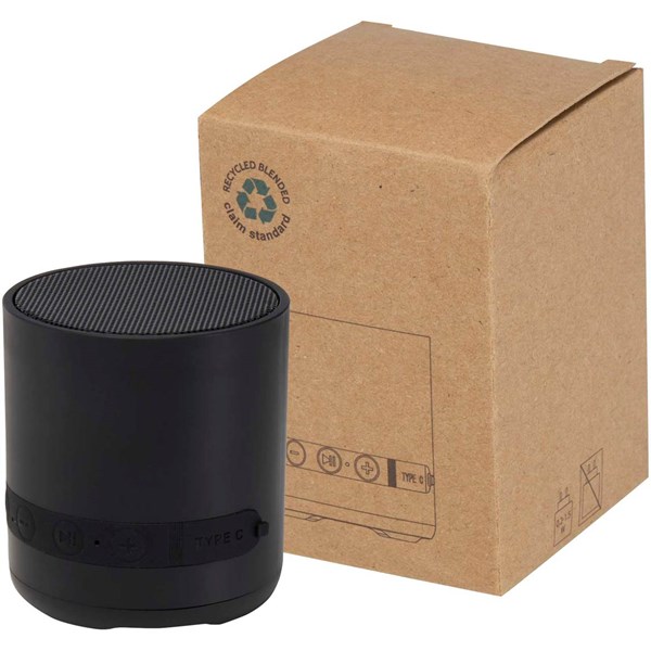 Obrázky: Čierny 3W bezdrôt. reproduktor, recyklovaný plast