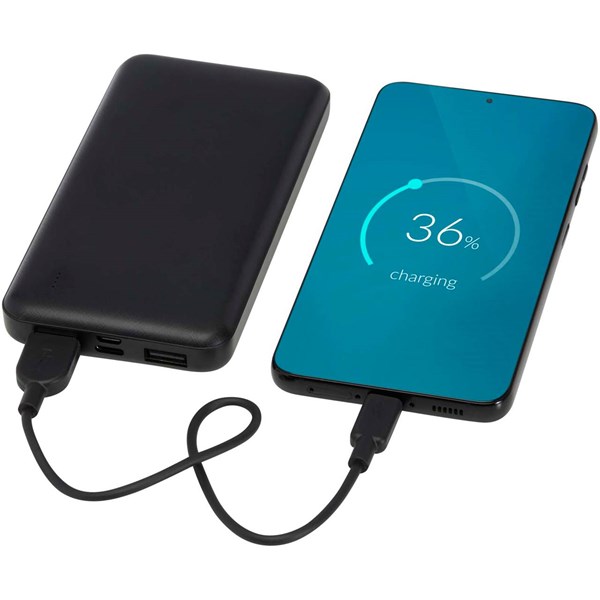 Obrázky: Čierna powerbanka z recykl.plastu 10 000 mAh 10 W, Obrázok 5