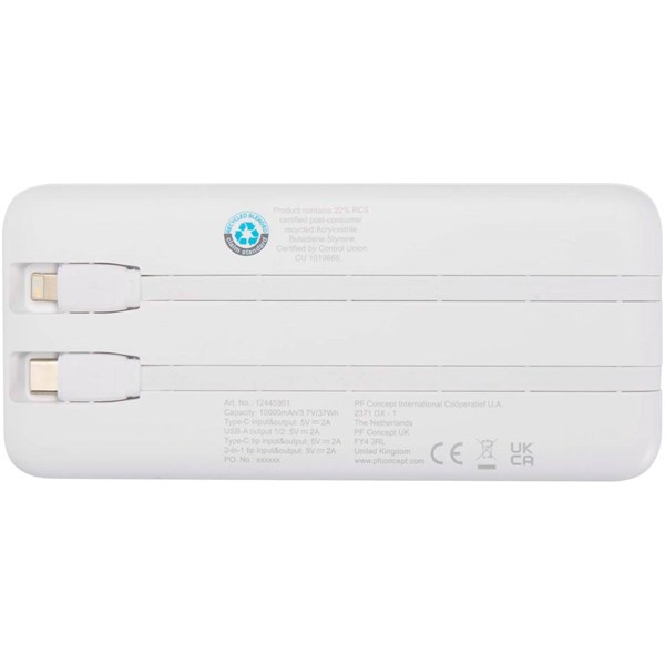 Obrázky: Biela powerbanka 10 000 mAh so vstavanými káblami, Obrázok 2