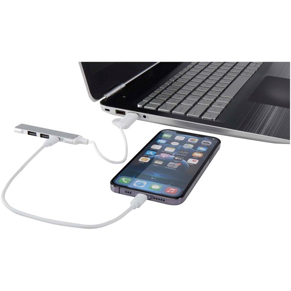 Obrázky: 4-portový USB-A a Type-C húb z recykl. hliníka, Obrázok 3