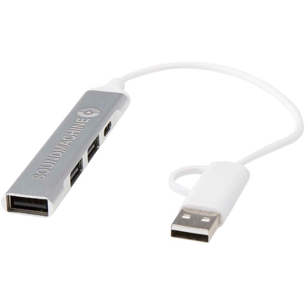 Obrázky: 4-portový USB-A a Type-C húb z recykl. hliníka, Obrázok 6