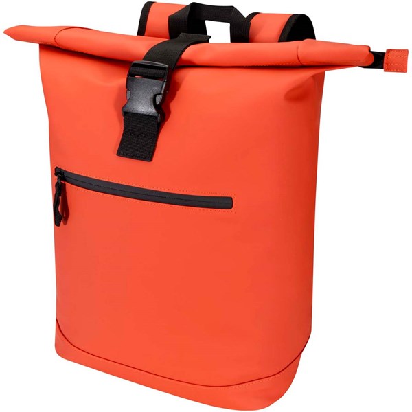 Obrázky: Tehlový rolovací GRS ruksak 15", 18L z PU kože