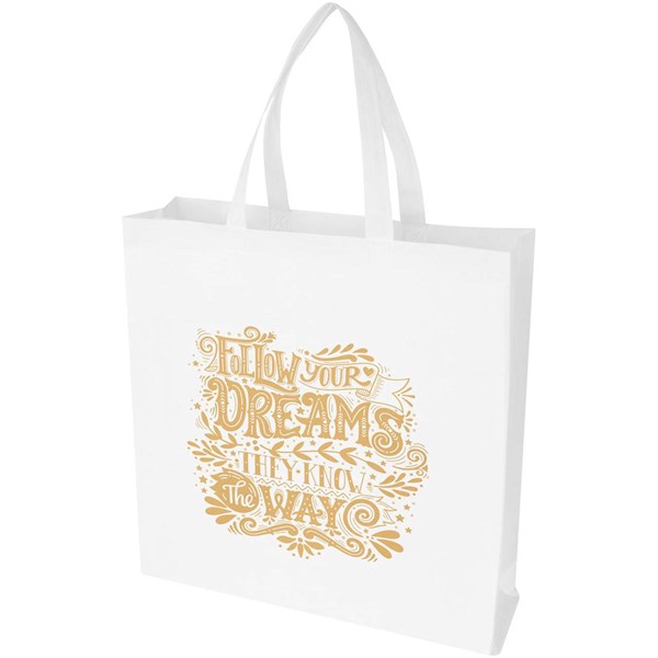 Obrázky: Biela netkaná taška so zlož.dnom z GRS, 12L, Obrázok 7