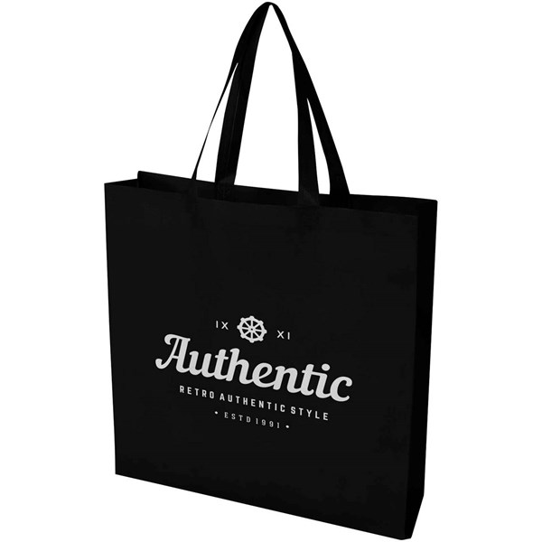 Obrázky: Čierna netkaná nákup.taška so zlož.dnom z GRS, 12L, Obrázok 7