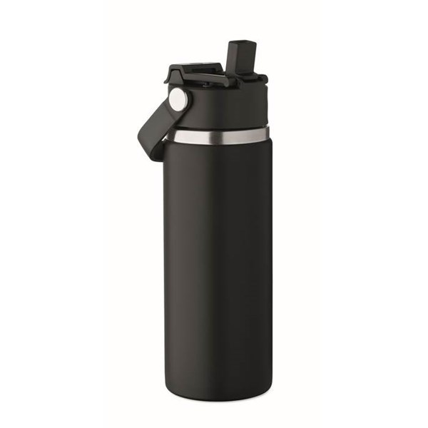 Obrázky: Dvojstenná fľaša 500 ml s rukoväťou, čierna