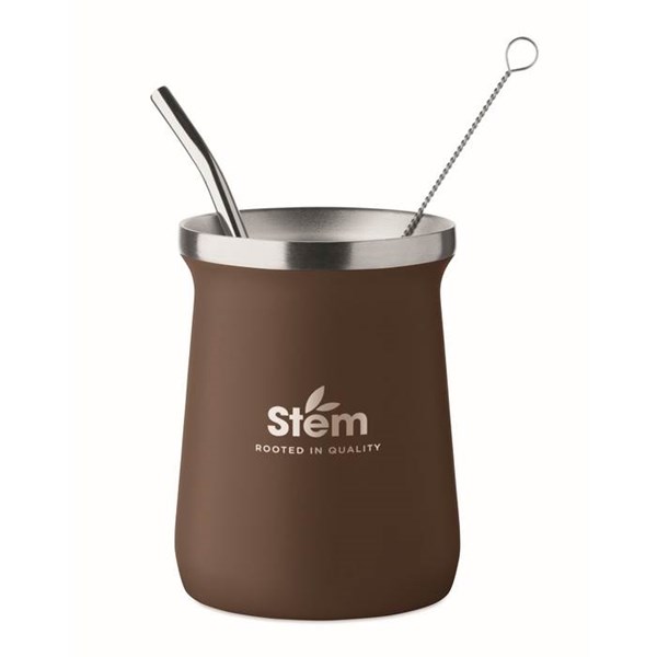 Obrázky: Dvojstenný hrnček na čaj Yerba maté, hnedá, Obrázok 5