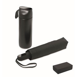 Obrázky: Čierna darčeková sada, fľaša 600ml a dáždnik