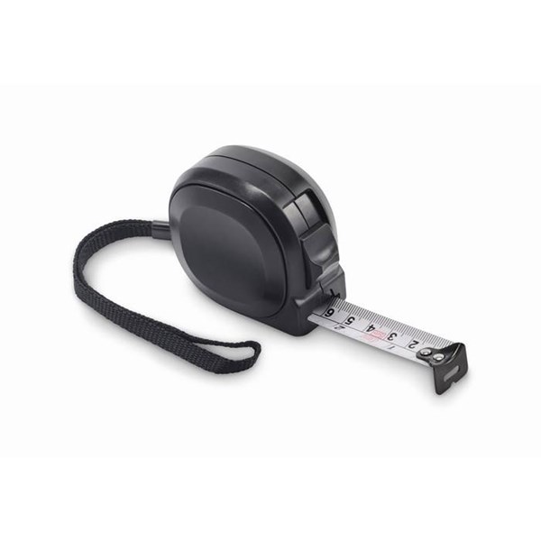 Obrázky: Čierny navíjací meter 5m, recyklovaný ABS plast