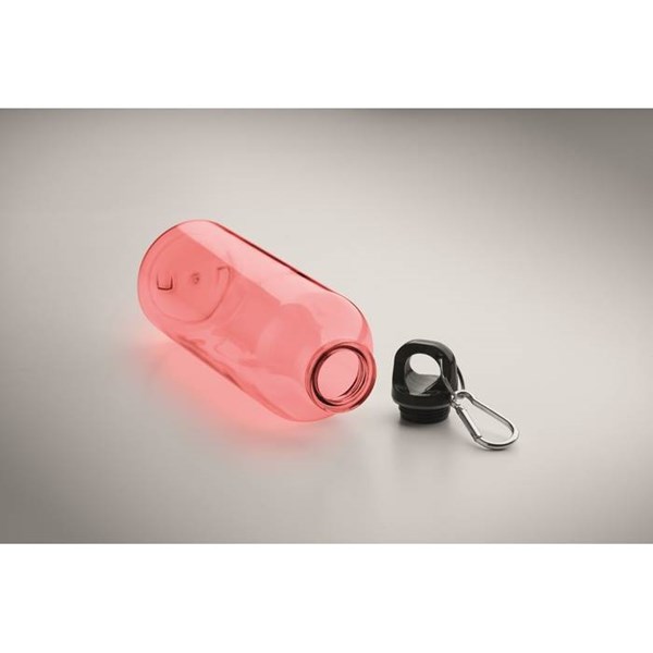 Obrázky: Fľaša z RPET 500 ml s karabínou, červená, Obrázok 4