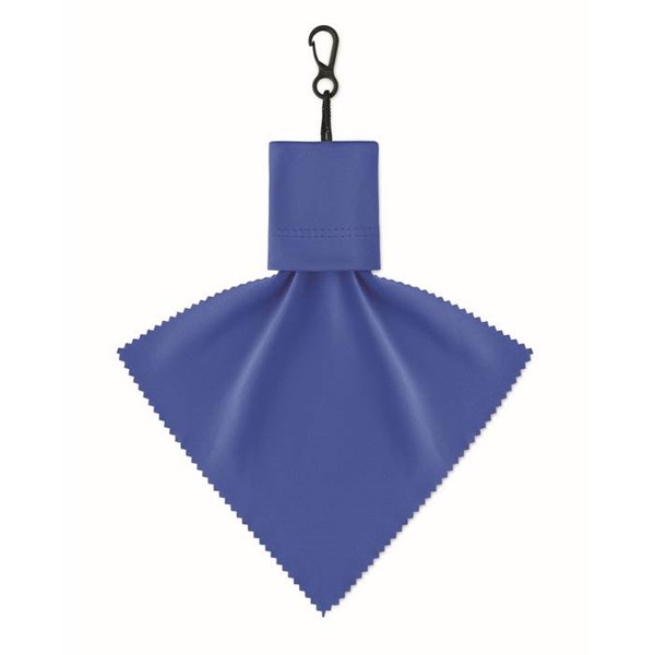 Obrázky: Modrá čistiaca handrička z RPET s puzdrom, Obrázok 3