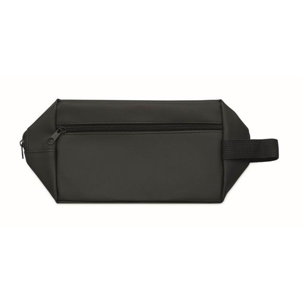 Obrázky: Čierna toaletná taška z 600D RPET a PU záterom, Obrázok 5