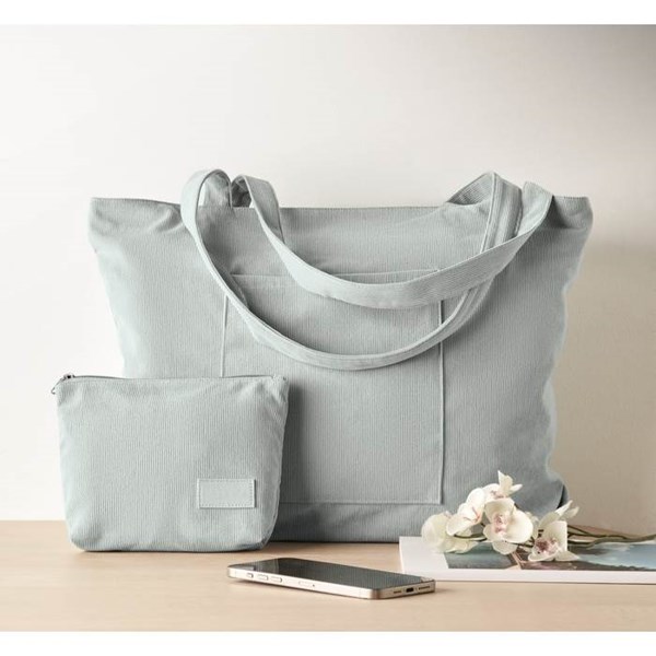 Obrázky: Veľká menžestrová nákupná taška na zips, sv. modrá, Obrázok 7