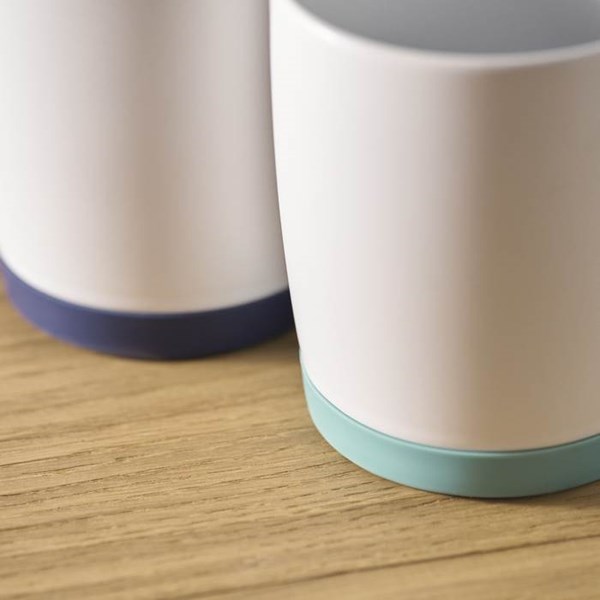 Obrázky: Biely hrnček 300 ml s petrolej.silikón.podstavcom, Obrázok 7