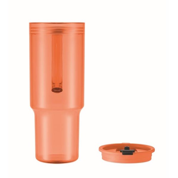 Obrázky: Priehľadný hrnček 1200 ml so slamkou, oranžový, Obrázok 4