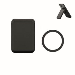 Obrázky: Čierne magnetické puzdro na karty so stojanom