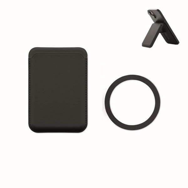 Obrázky: Čierne magnetické puzdro na karty so stojanom