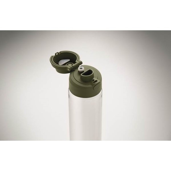 Obrázky: Fľaša RPET 700 ml, slamka a viečko, tmavozelená, Obrázok 7