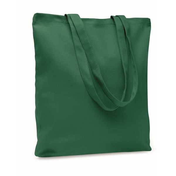 Obrázky: Tm.zelená nákupná plátená taška 270gr/m2, dlhé uši