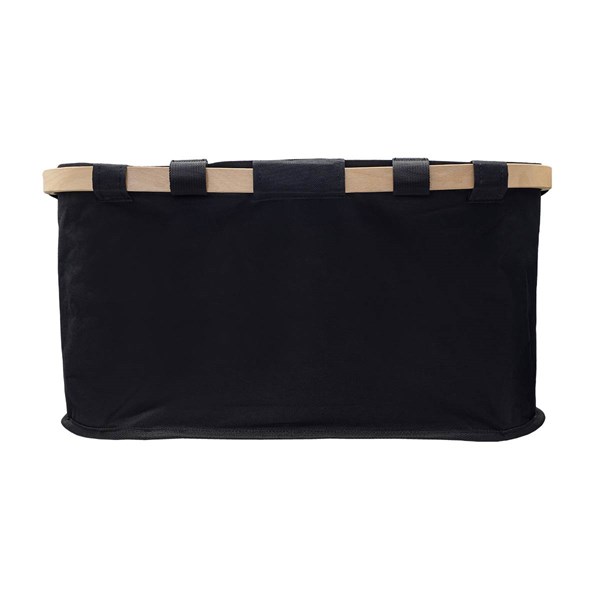 Obrázky: Nákupný košík s dreveným rámom, čierna, Obrázok 2