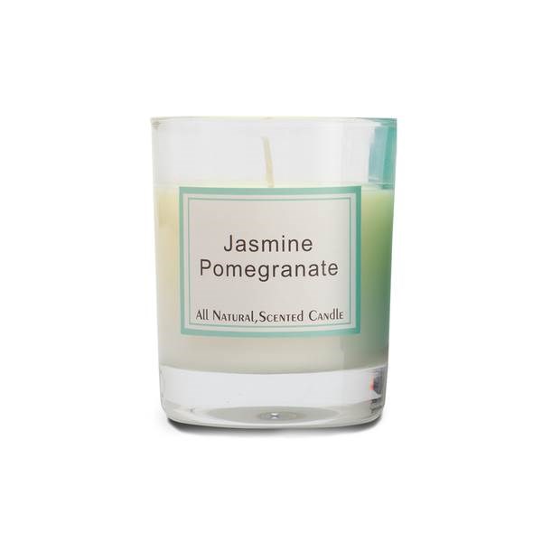 Obrázky: Sviečka v skle, vôňa jazmín a granát. jablko