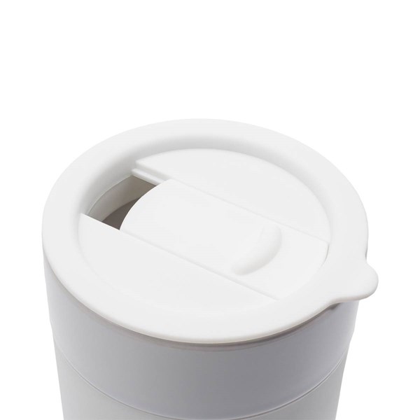 Obrázky: Keram.hrnček 370ml, povrch a viečko silikón,biela, Obrázok 6