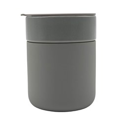 Obrázky: Keram.hrnček 370ml, povrch a viečko silikón,šedá