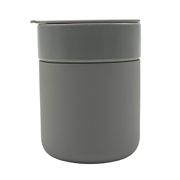 Obrázky: Keram.hrnček 370ml, povrch a viečko silikón,šedá