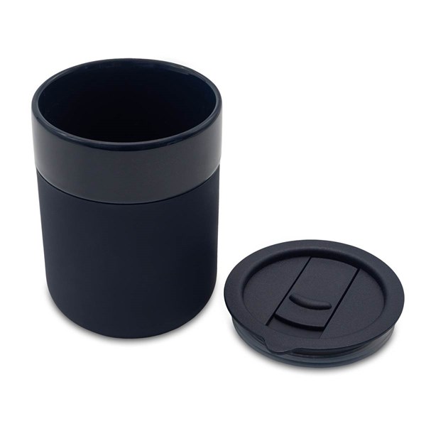 Obrázky: Keram.hrnček 370ml, povrch a viečko silikón,modrá, Obrázok 6