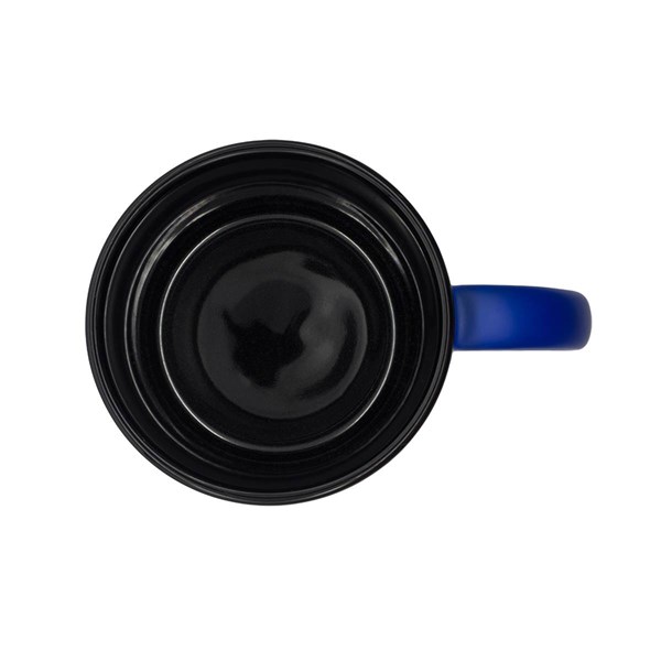 Obrázky: Keram.hrnček soft-touch 350ml,čierny okraj, modrá, Obrázok 3