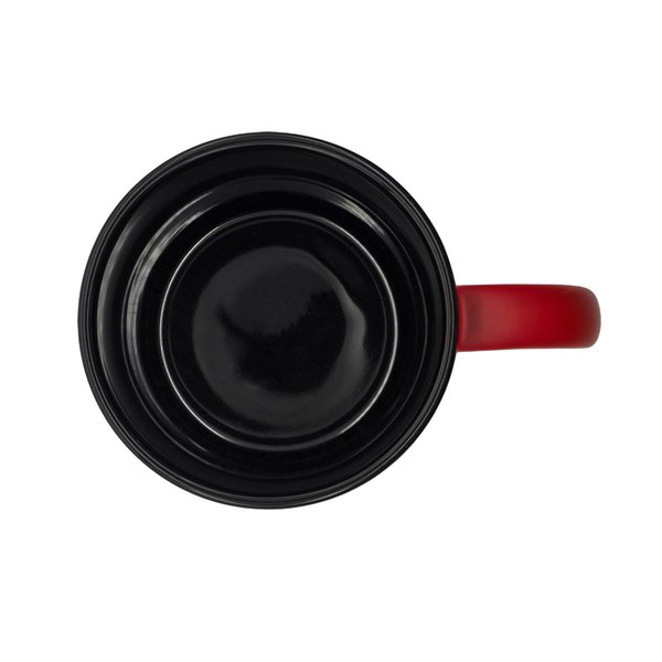 Obrázky: Ker.hrnček soft-touch 350ml,čierny okraj, červená, Obrázok 3