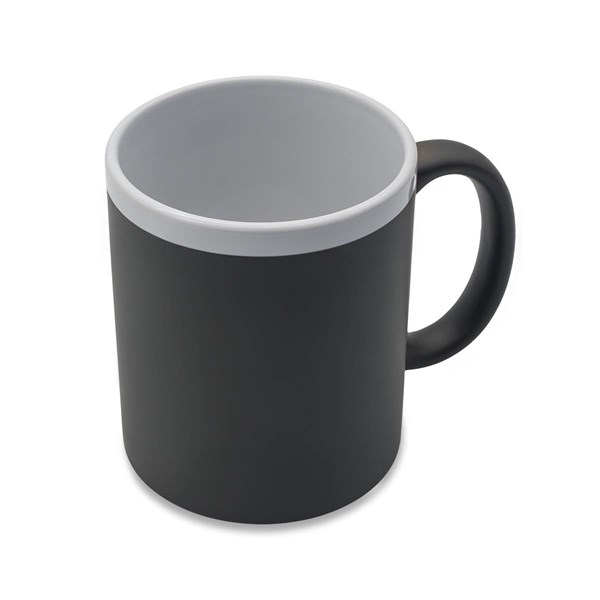 Obrázky: Keram.hrnček soft-touch 350ml, biely okraj, šedá, Obrázok 4