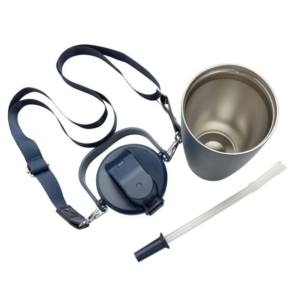 Obrázky: Recyklovaný nerez termohrnček s remienkom, modrý, Obrázok 7