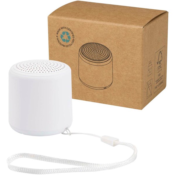 Obrázky: Biely 3W bezdrôt. Bluetooth® reproduktor, rec. ABS
