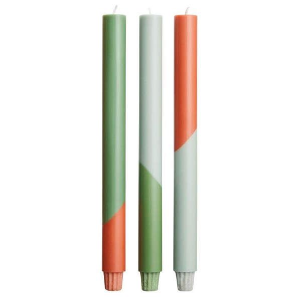Obrázky: Sada 3 kusov sviečok diagonálny vzor, zelená, Obrázok 2