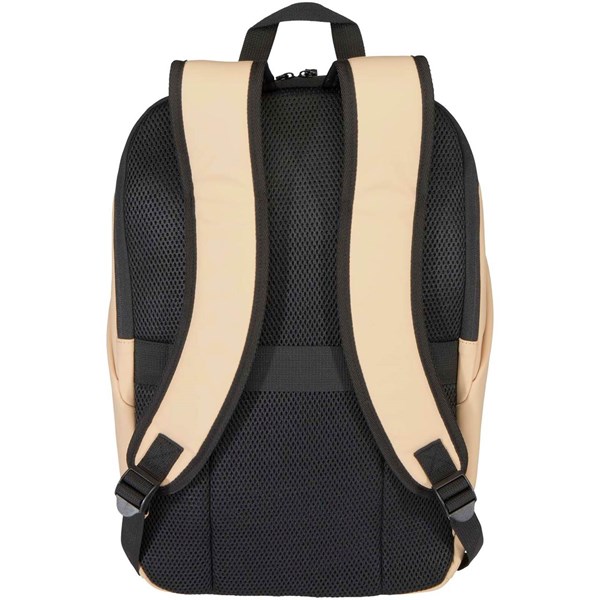 Obrázky: Béžový rolovací ruksak 18L na notebook 15″,PU koža, Obrázok 2