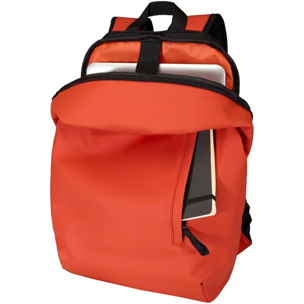 Obrázky: Tehlový rolovací ruksak 18L na NB 15″, PU koža, Obrázok 5