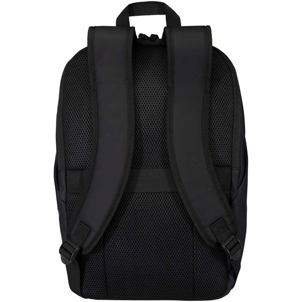 Obrázky: Čierny rolovací ruksak 18L na notebook 15″,PU koža, Obrázok 2